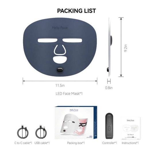 LED Red Light Therapy Mask for Face – 332 LEDs, 4-in-1 Beads with 630nm & 850nm Red + Near-Infrared Light, Rechargeable & Wireless Skincare Device for Home or Travel