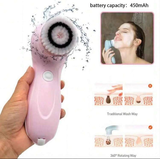 3-in-1 Electric Facial Cleansing Brush – Rotating Face Massager for Deep Pore Cleaning, Blackhead Removal & Gentle Skincare