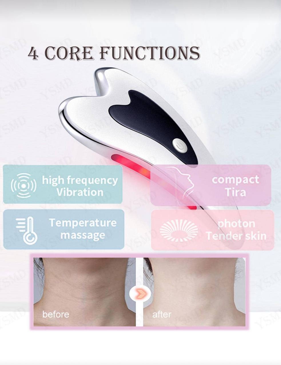 Electric Gua Sha Facial Massage Tool – Heated Vibration Scraper for Anti-Aging, Wrinkle Reduction & Puffiness Removal