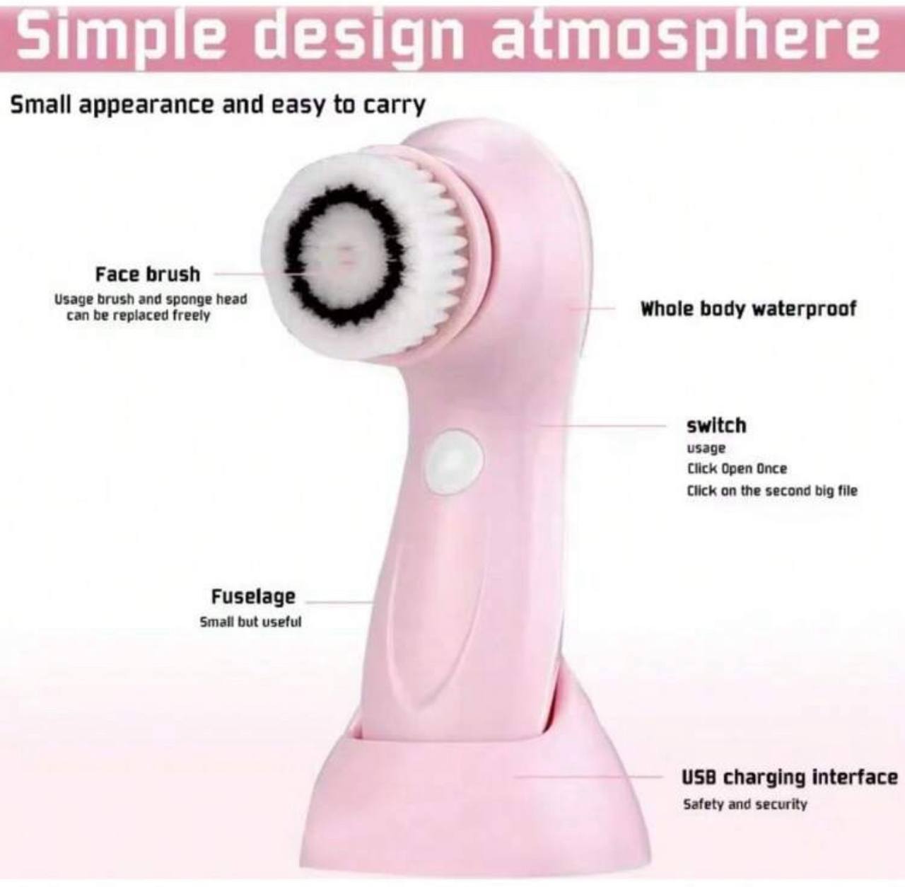 3-in-1 Electric Facial Cleansing Brush – Rotating Face Massager for Deep Pore Cleaning, Blackhead Removal & Gentle Skincare