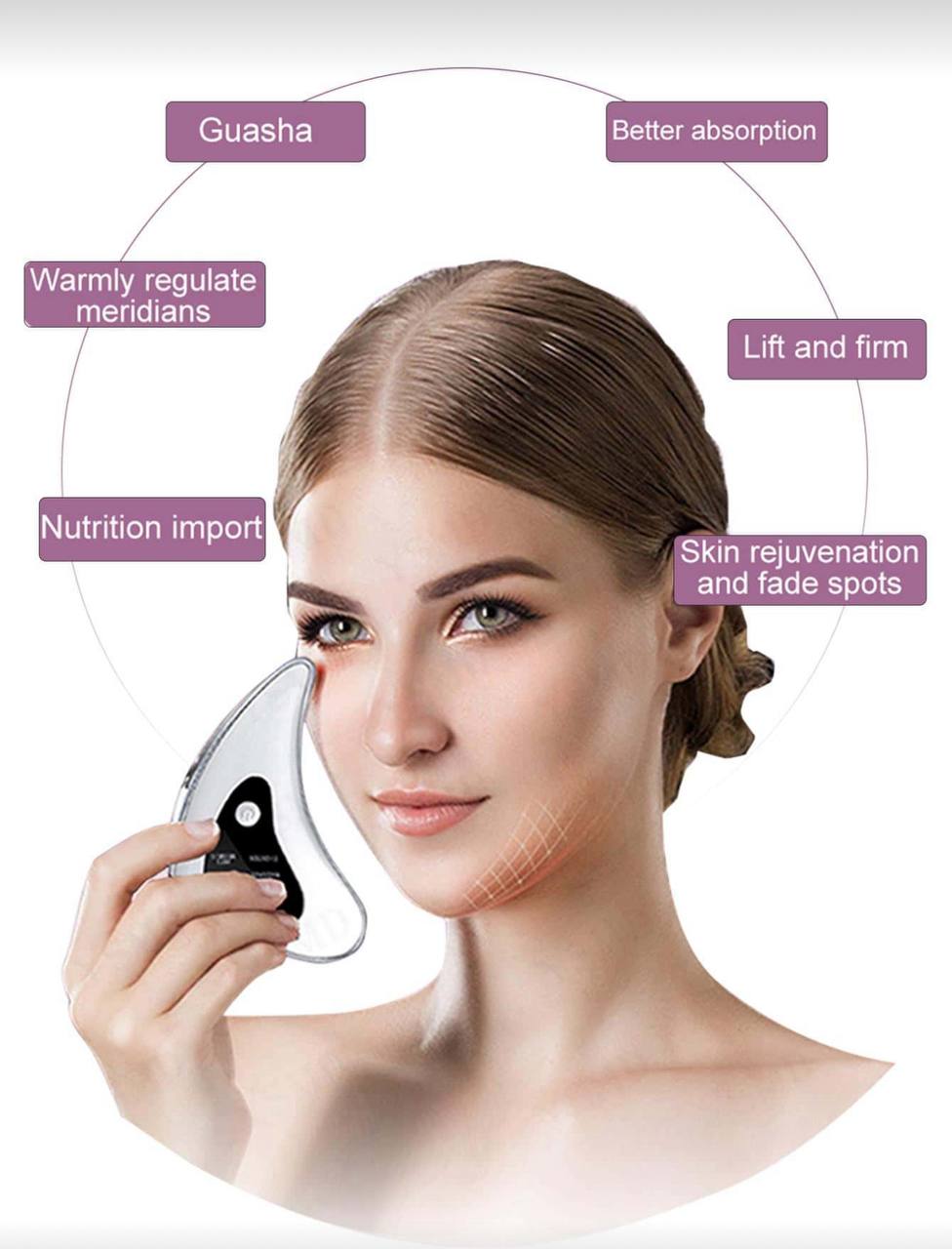 Electric Gua Sha Facial Massage Tool – Heated Vibration Scraper for Anti-Aging, Wrinkle Reduction & Puffiness Removal